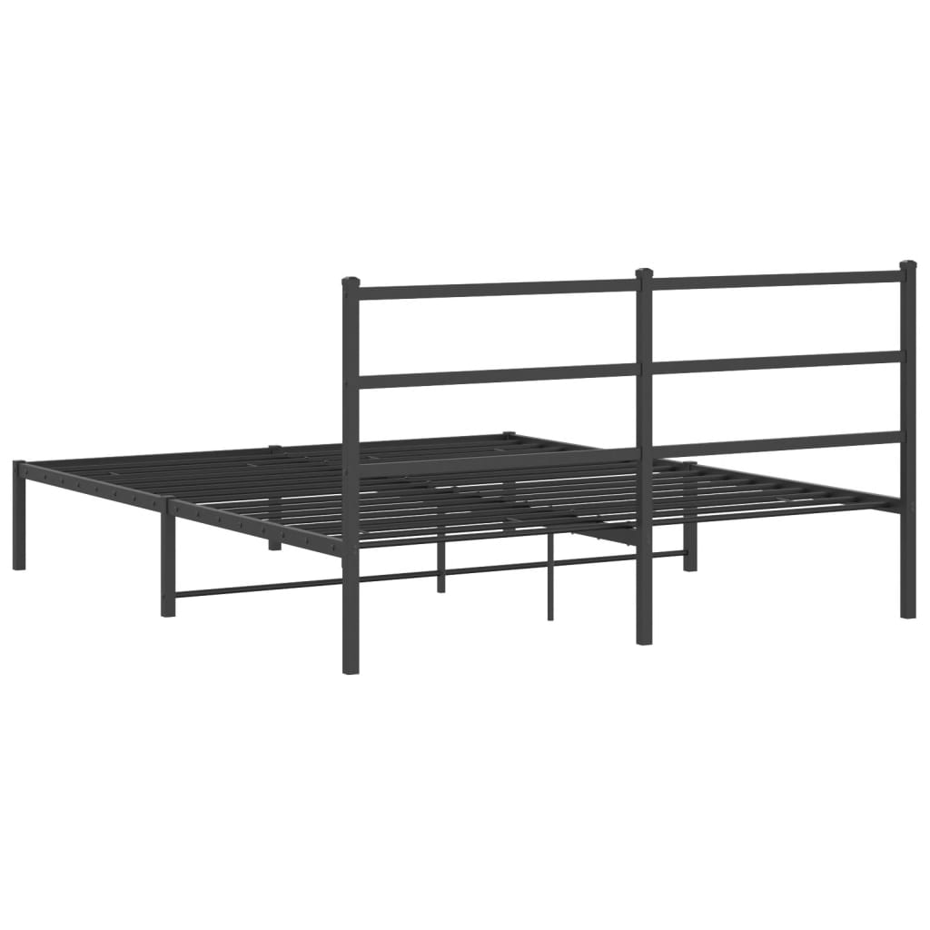 Metalni okvir za krevet s uzglavljem crni 160x200 cm