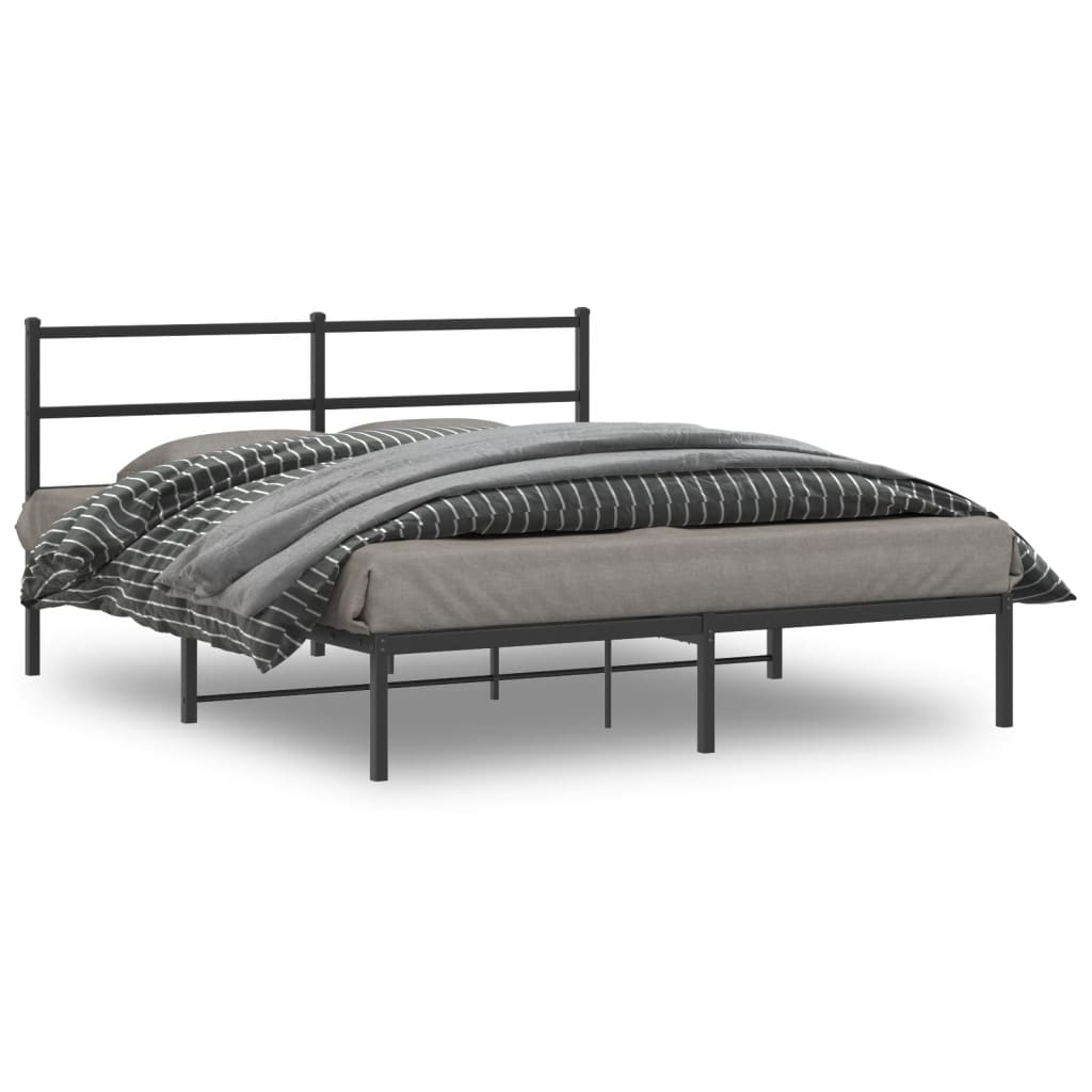 Metalni okvir za krevet s uzglavljem crni 160x200 cm