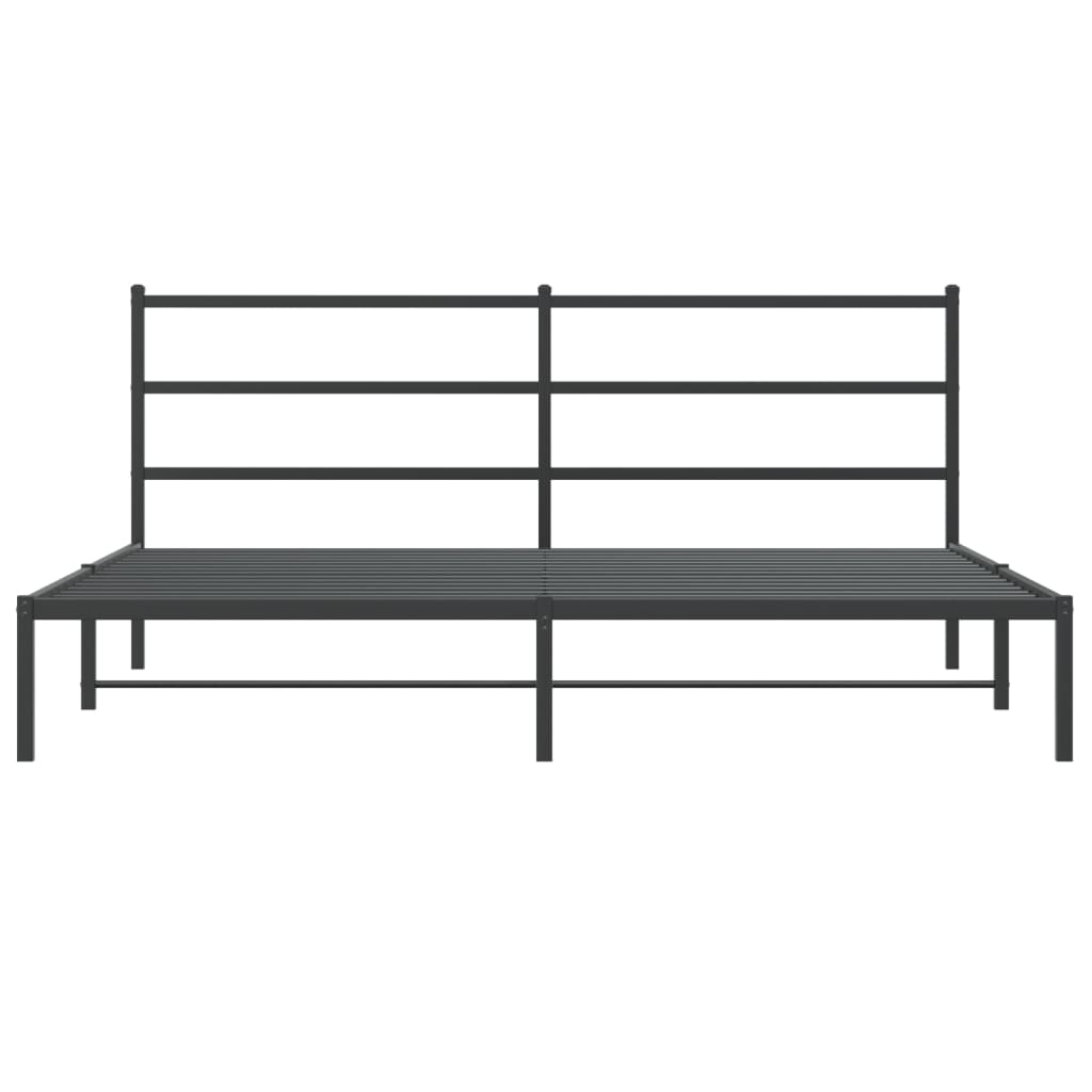Metalni okvir za krevet s uzglavljem crni 180x200 cm