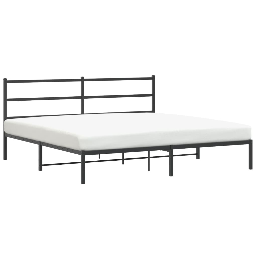 Metalni okvir za krevet s uzglavljem crni 200x200 cm