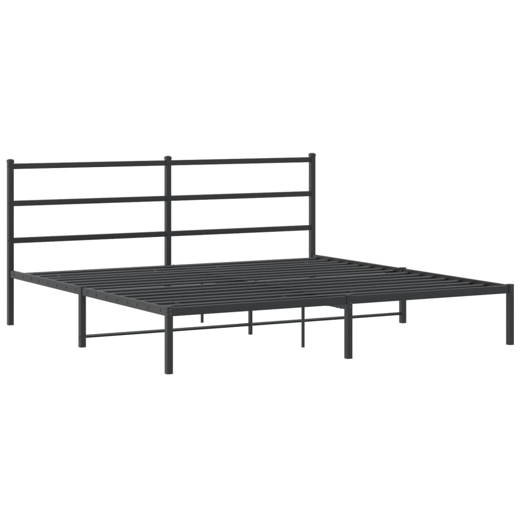 Metalni okvir za krevet s uzglavljem crni 200x200 cm