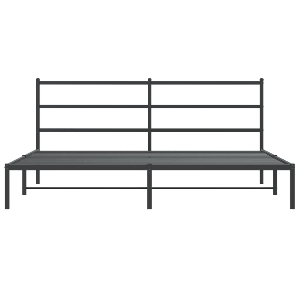 Metalni okvir za krevet s uzglavljem crni 200x200 cm