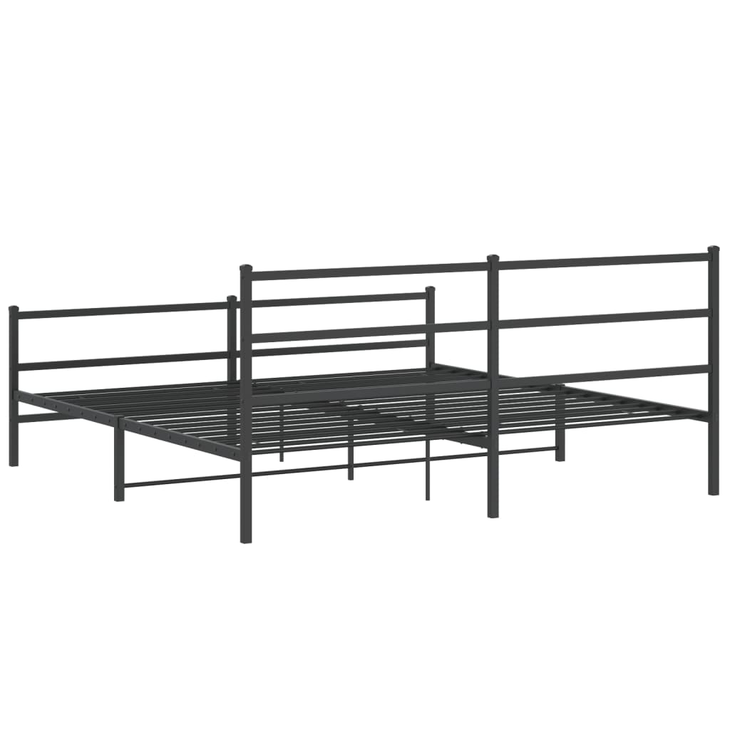 Metalni okvir kreveta s uzglavljem i podnožjem crni 200x200 cm
