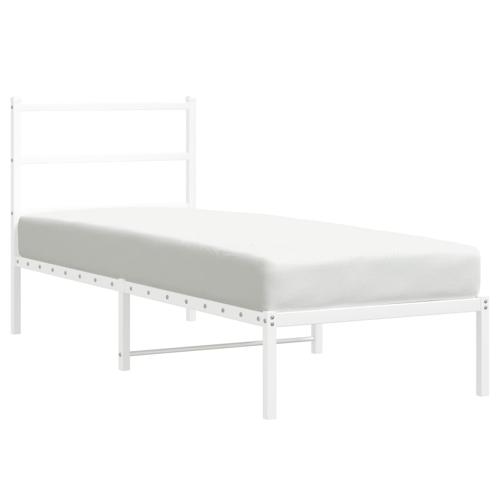 Metalni okvir za krevet s uzglavljem bijeli 80x200 cm
