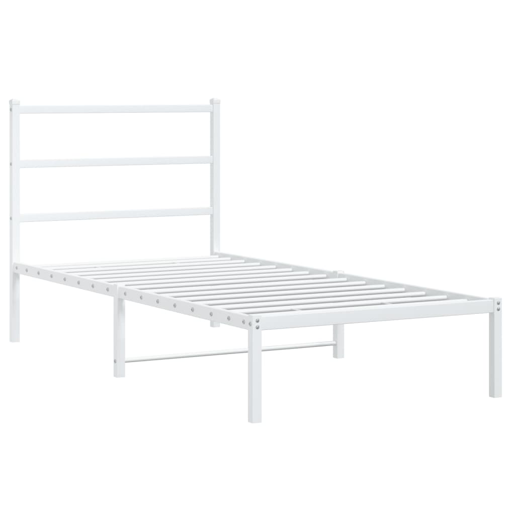 Metalni okvir za krevet s uzglavljem bijeli 90x200 cm