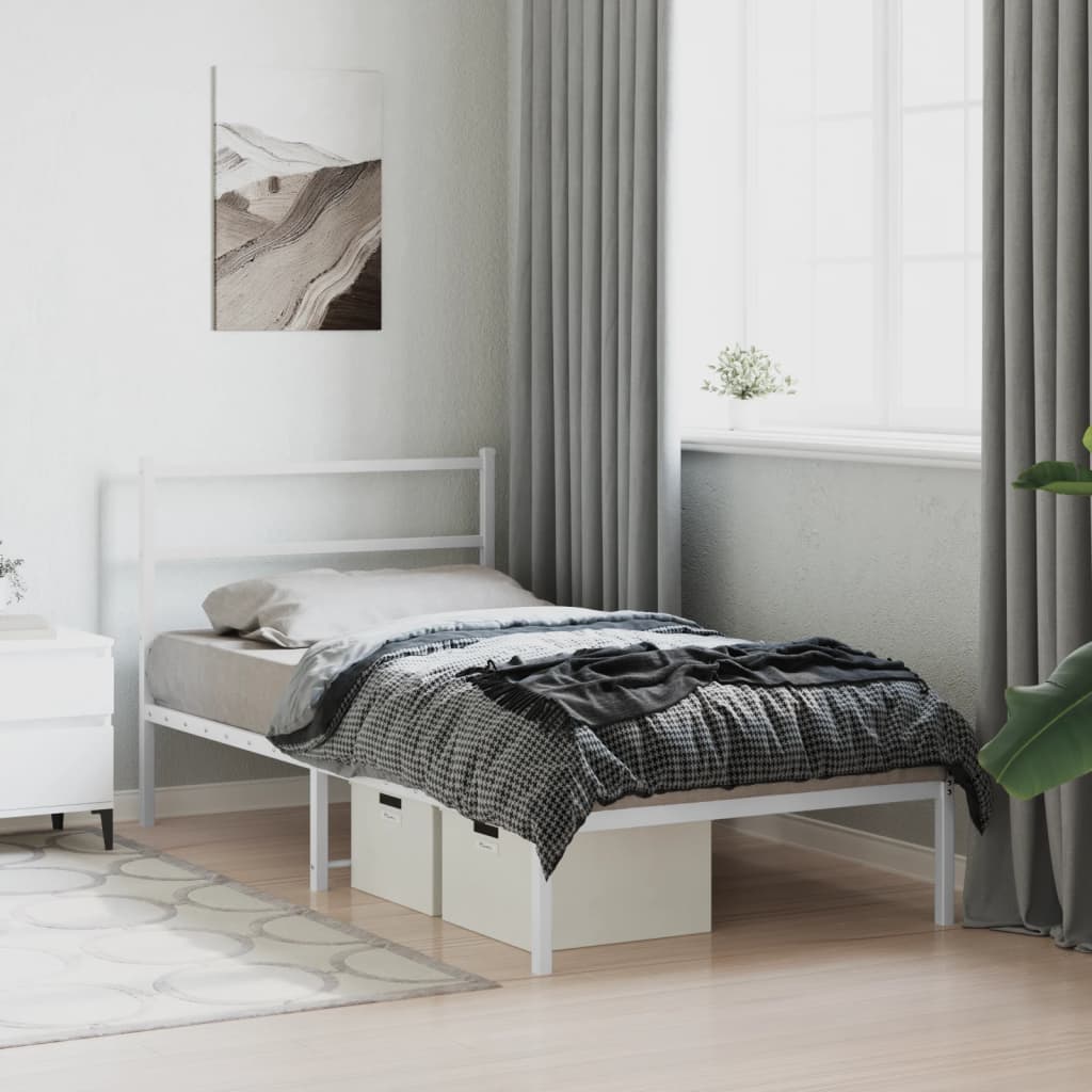 Metalni okvir za krevet s uzglavljem bijeli 100x200 cm