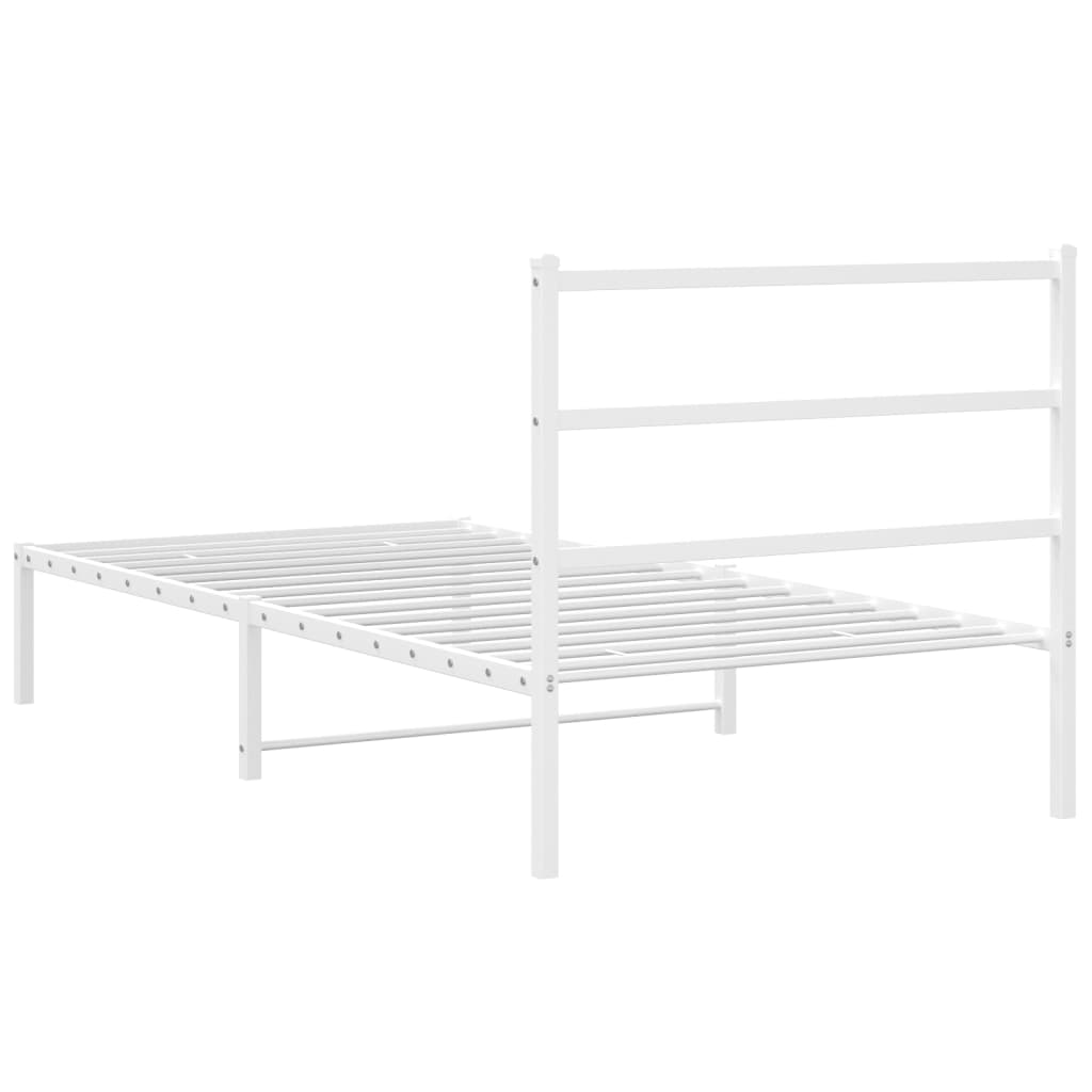 Metalni okvir za krevet s uzglavljem bijeli 100x200 cm