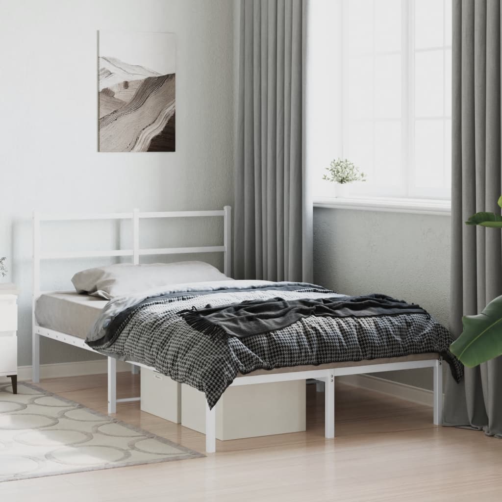 Metalni okvir za krevet s uzglavljem bijeli 120 x 190 cm