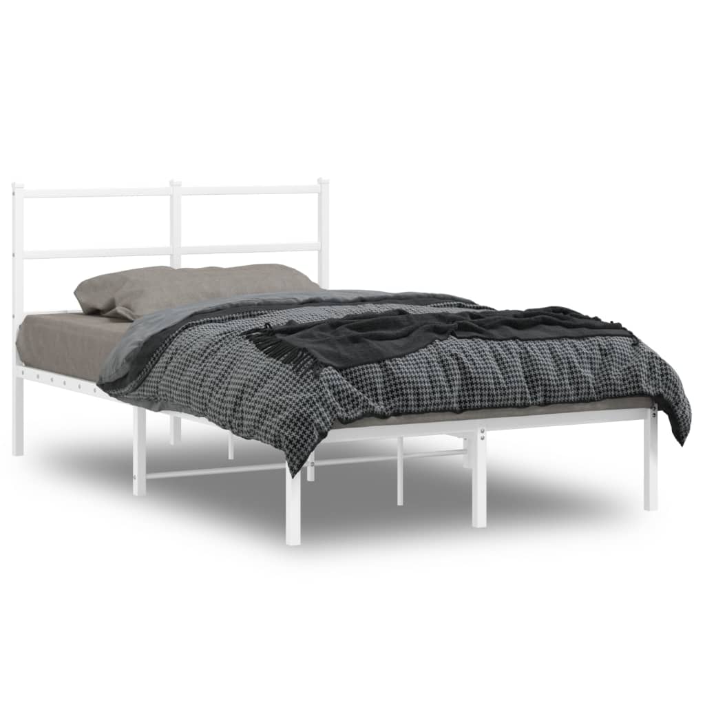 Metalni okvir za krevet s uzglavljem bijeli 120 x 190 cm