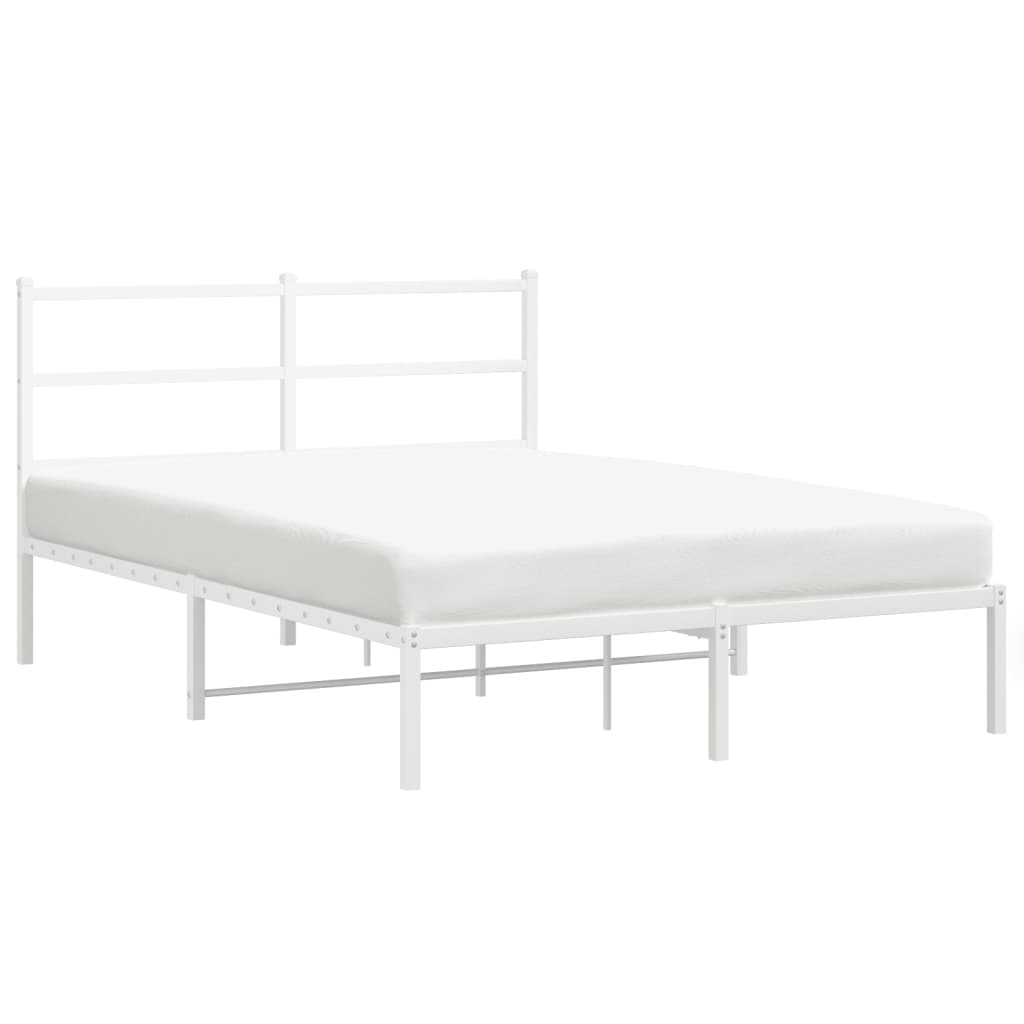 Metalni okvir za krevet s uzglavljem bijeli 135x190 cm