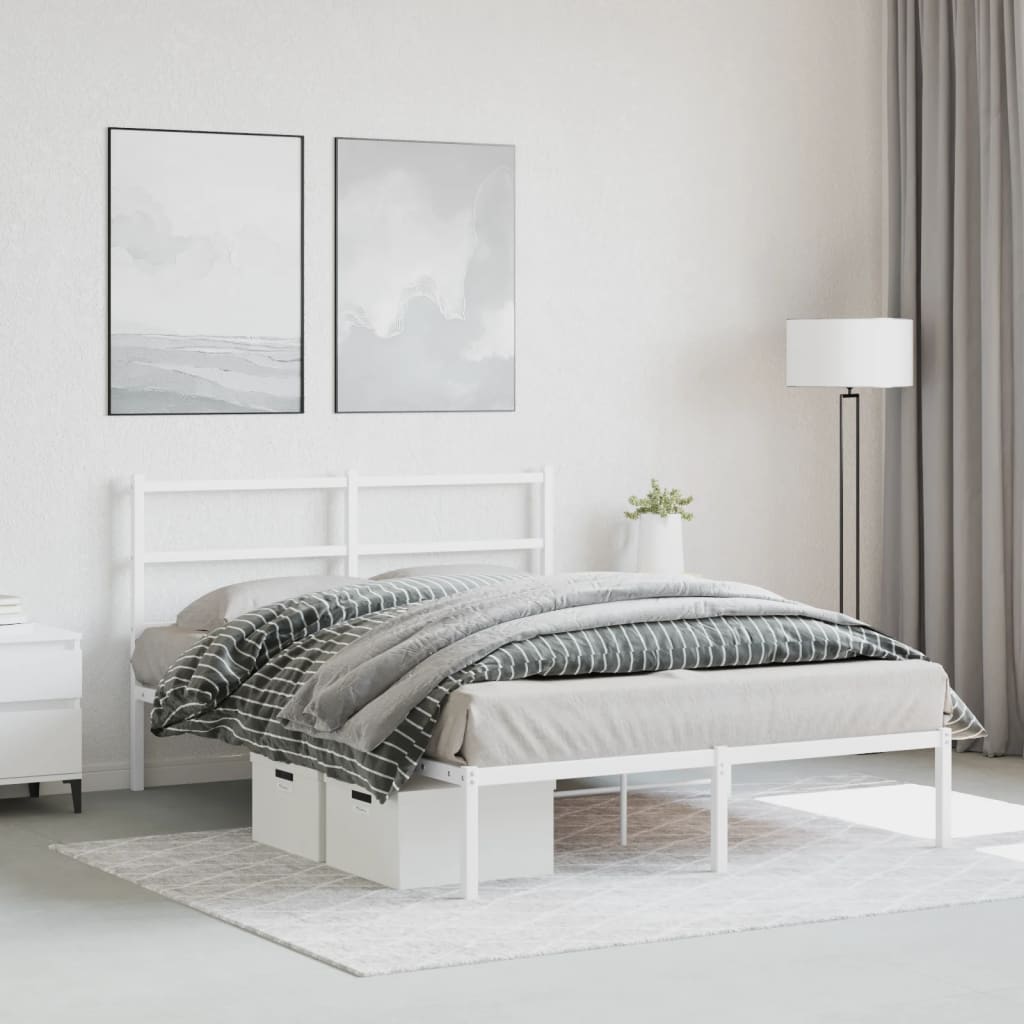 Metalni okvir za krevet s uzglavljem bijeli 140 x 200 cm