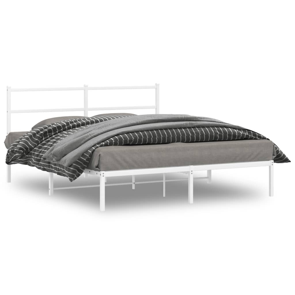 Metalni okvir za krevet s uzglavljem bijeli 150x200 cm