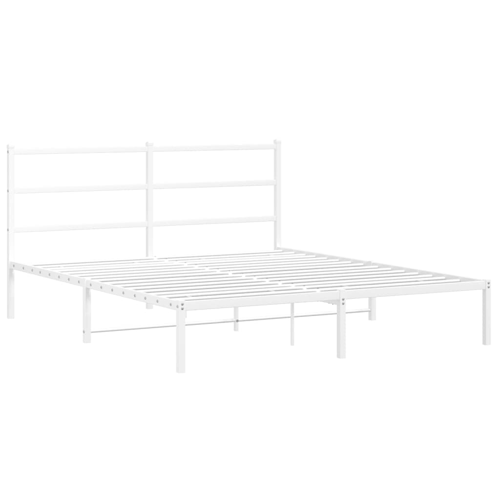 Metalni okvir za krevet s uzglavljem bijeli 160x200 cm