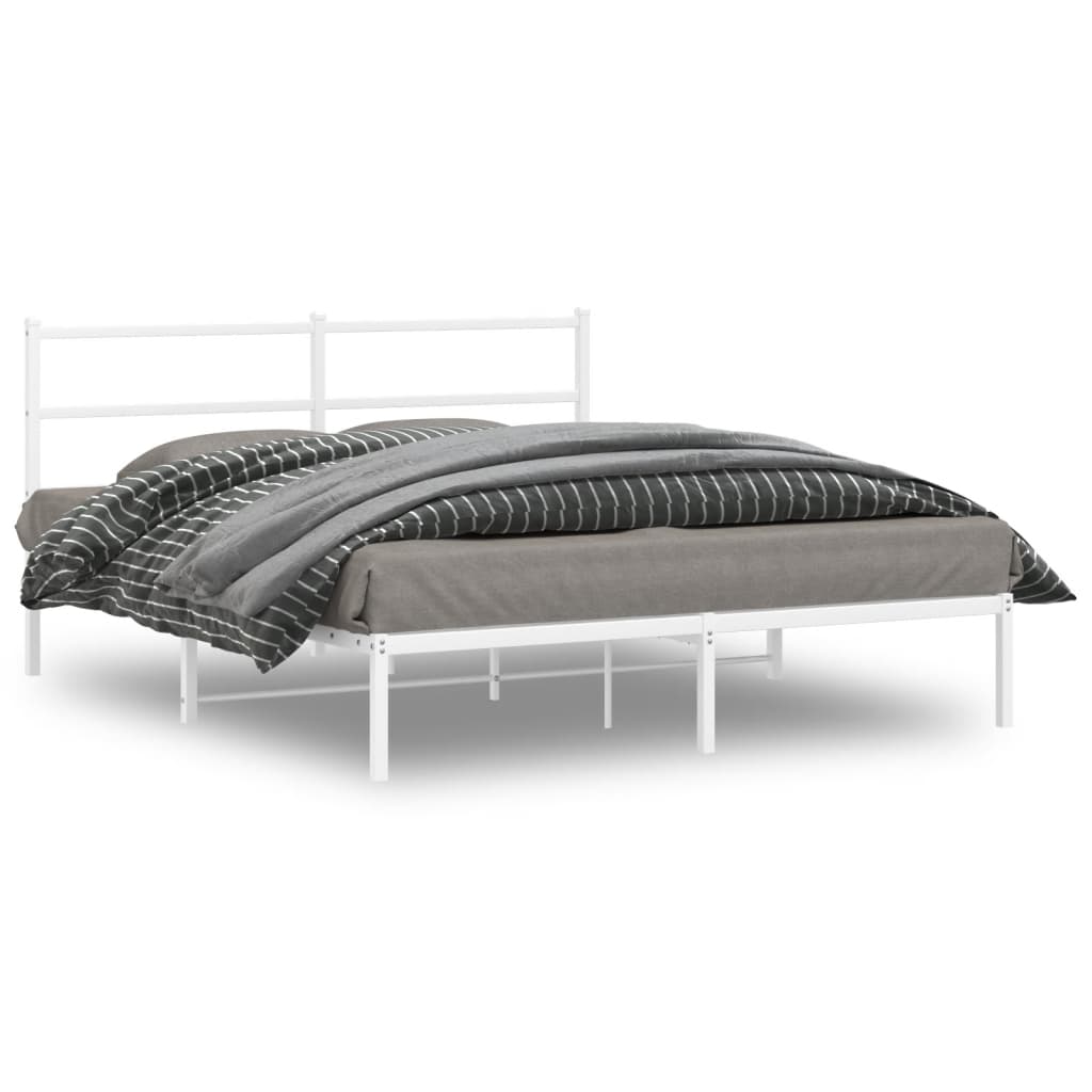 Metalni okvir za krevet s uzglavljem bijeli 160x200 cm