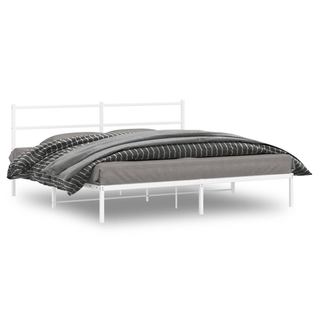 Metalni okvir za krevet s uzglavljem bijeli 183x213 cm