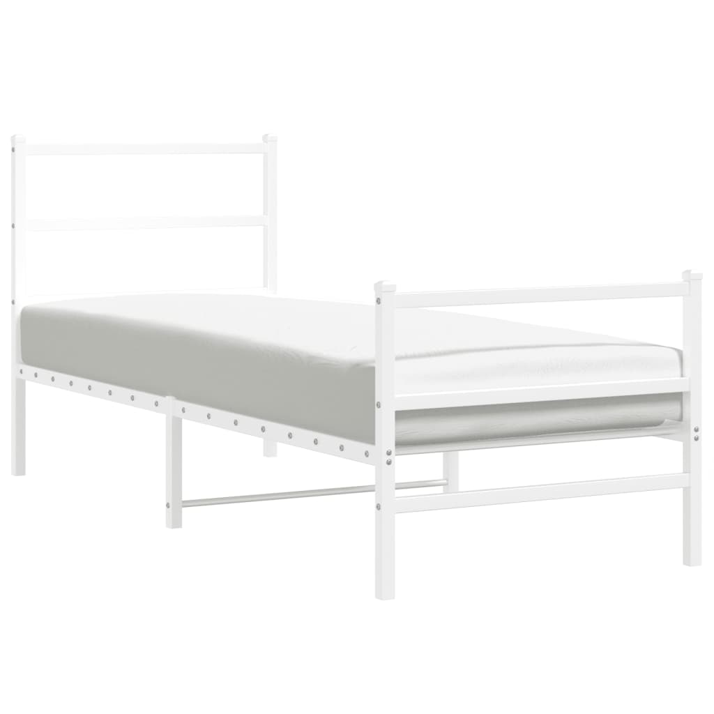 Metalni okvir kreveta s uzglavljem i podnožjem bijeli 80x200 cm