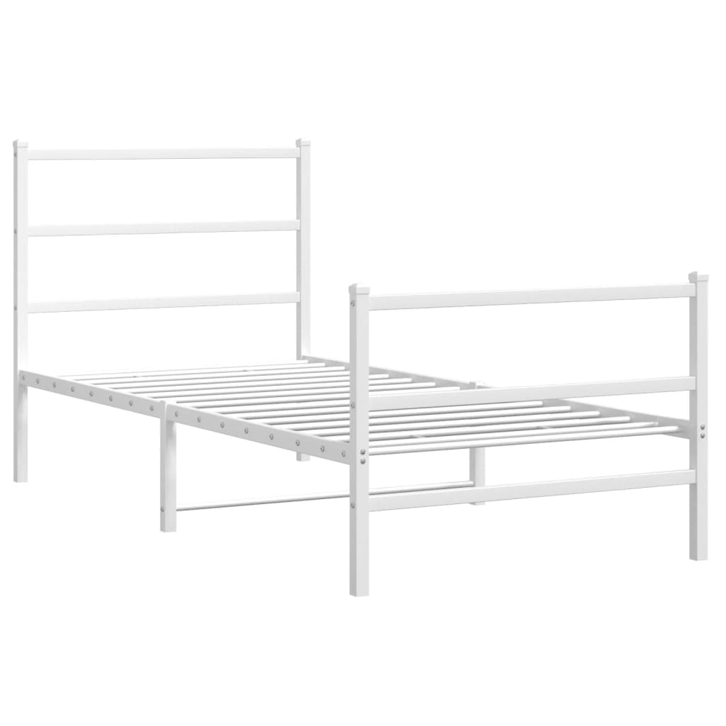 Metalni okvir kreveta s uzglavljem i podnožjem bijeli 90x190 cm