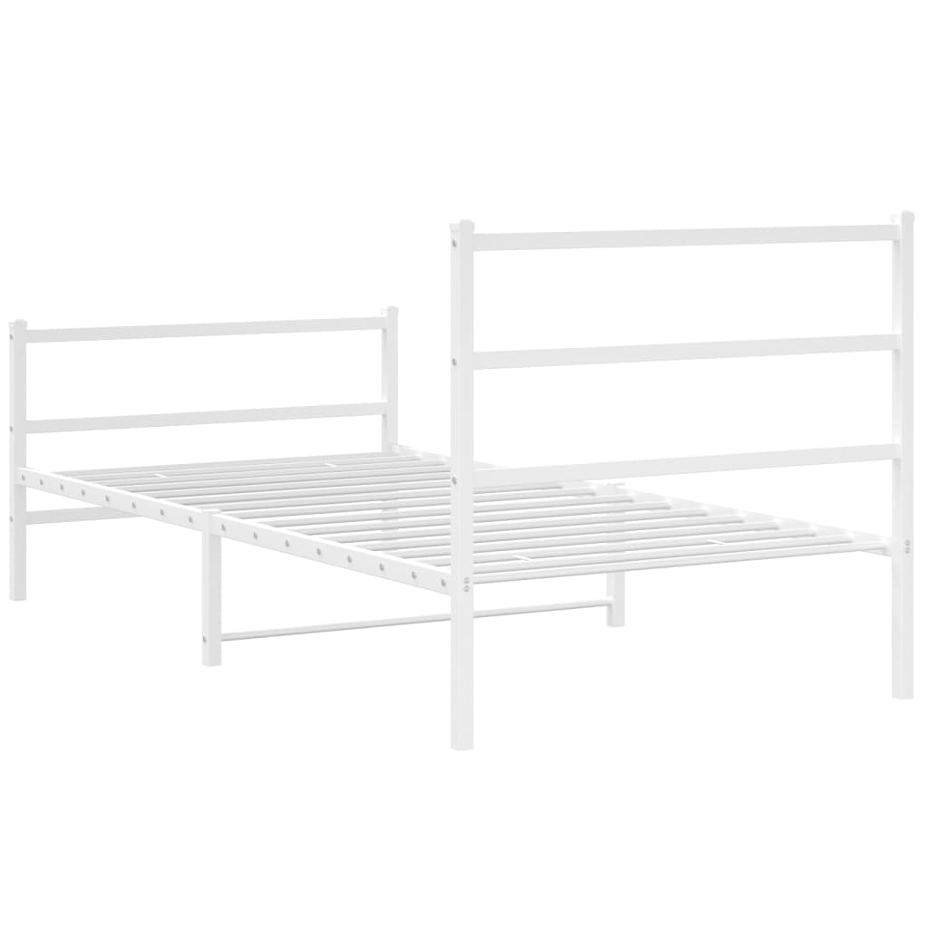 Metalni okvir kreveta s uzglavljem i podnožjem bijeli 100x190cm