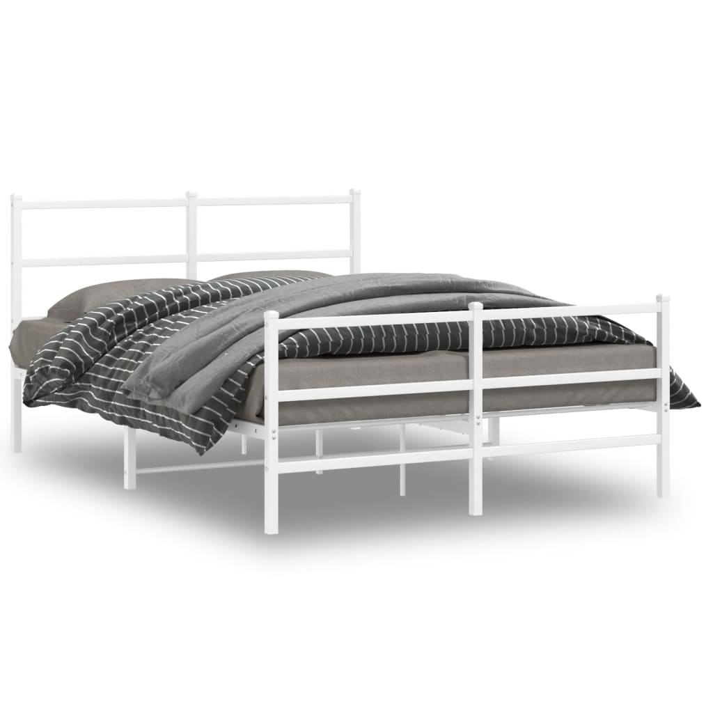 Metalni okvir kreveta uzglavlje i podnožje bijeli 135 x 190 cm