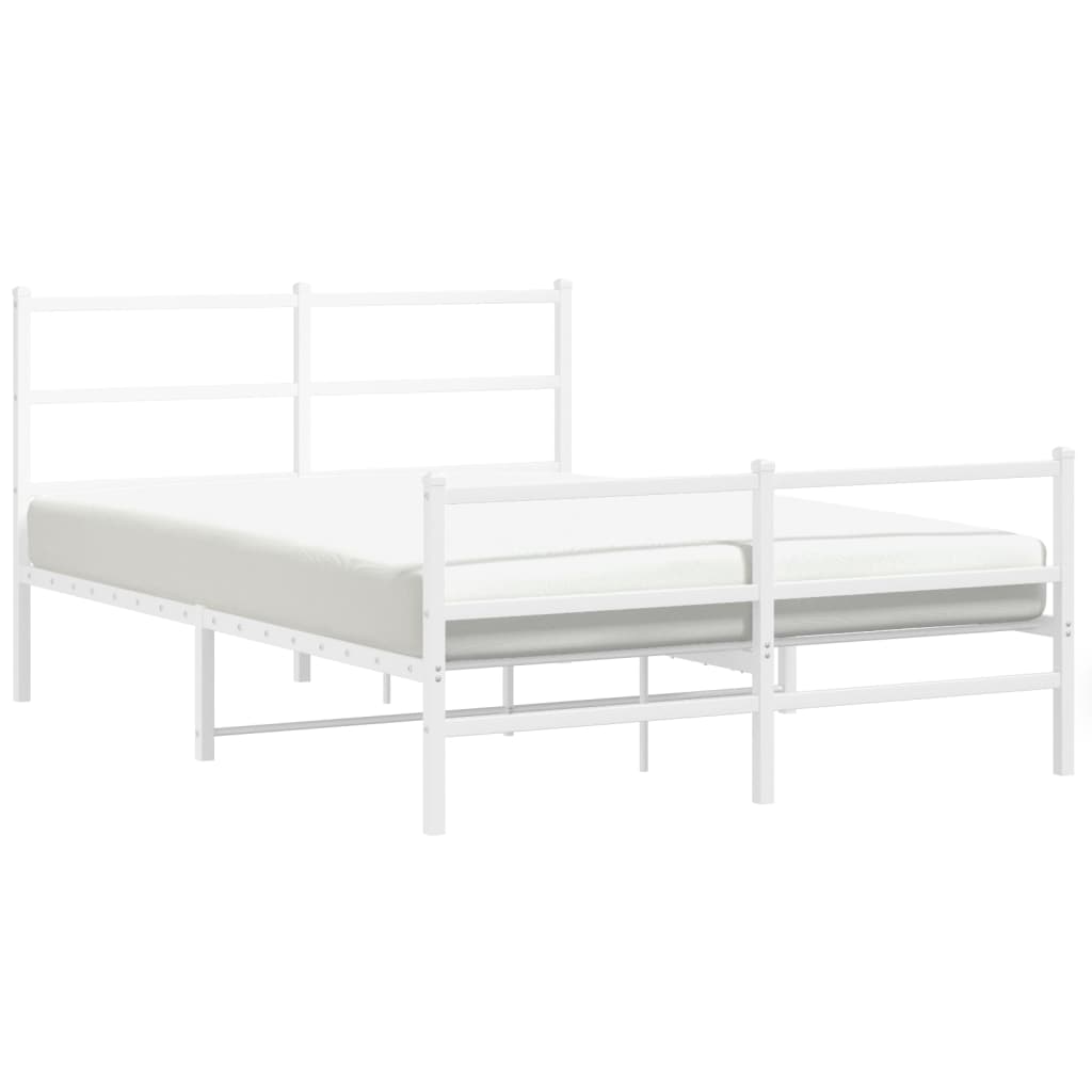 Metalni okvir kreveta uzglavlje i podnožje bijeli 135 x 190 cm