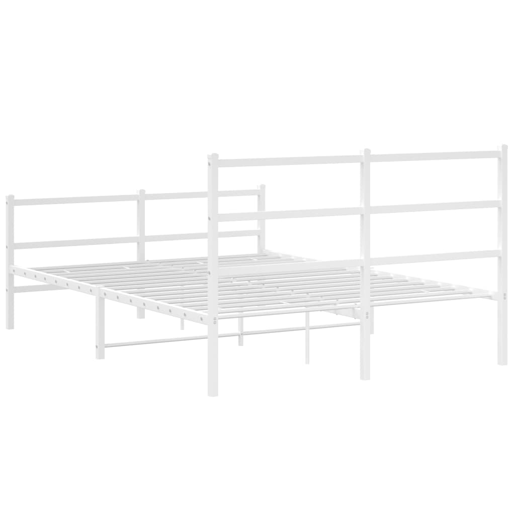 Metalni okvir kreveta uzglavlje i podnožje bijeli 135 x 190 cm