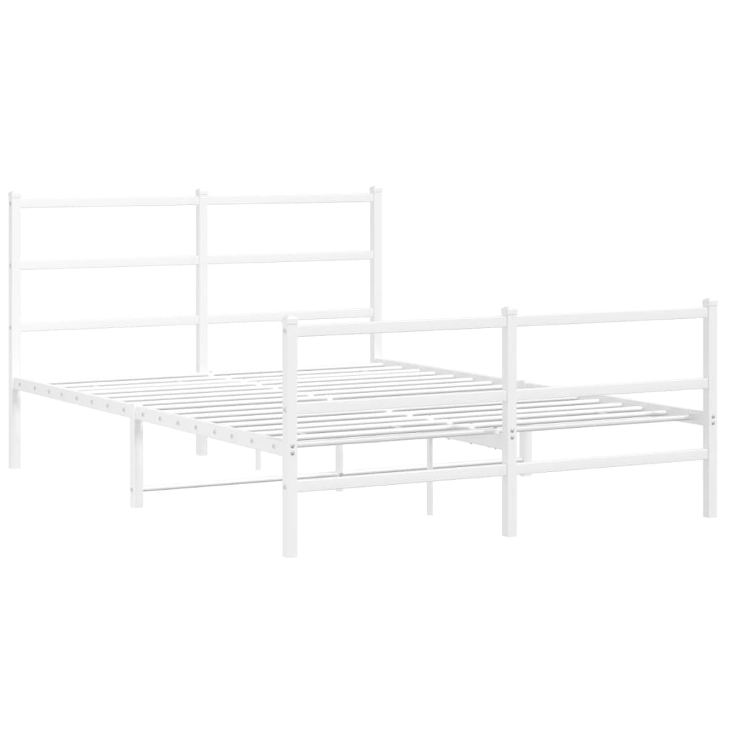 Metalni okvir kreveta uzglavlje i podnožje bijeli 140 x 190 cm