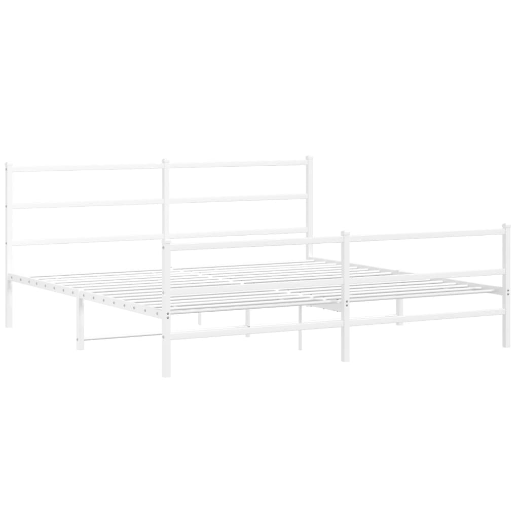 Metalni okvir kreveta uzglavlje i podnožje bijeli 200 x 200 cm