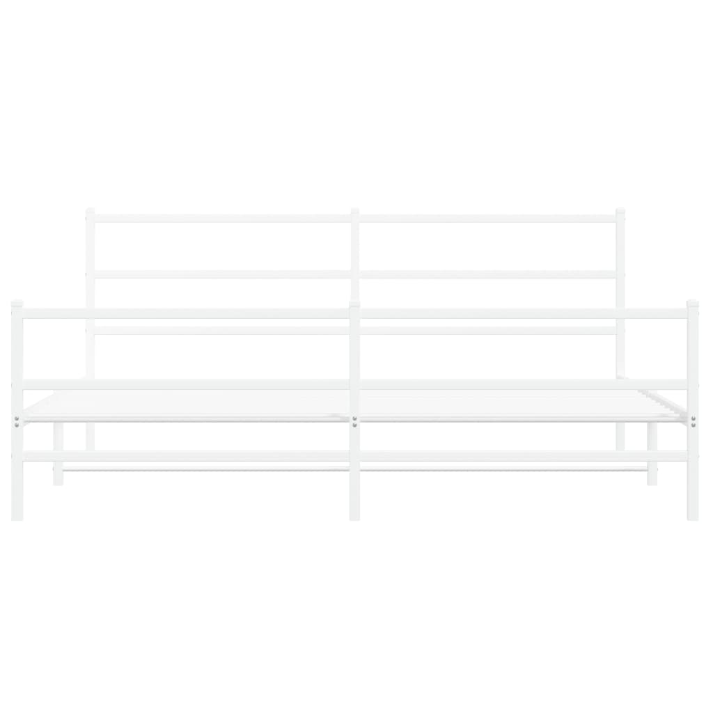 Metalni okvir kreveta uzglavlje i podnožje bijeli 200 x 200 cm