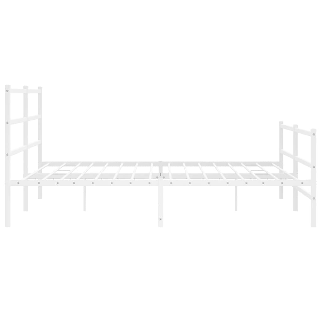 Metalni okvir kreveta uzglavlje i podnožje bijeli 200 x 200 cm