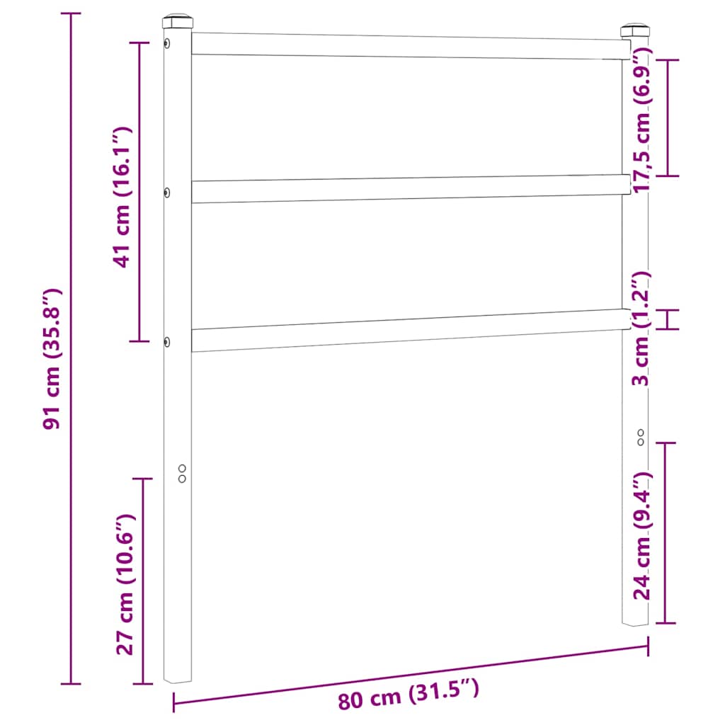 Metalno zamjensko uzglavlje bijelo 75 cm