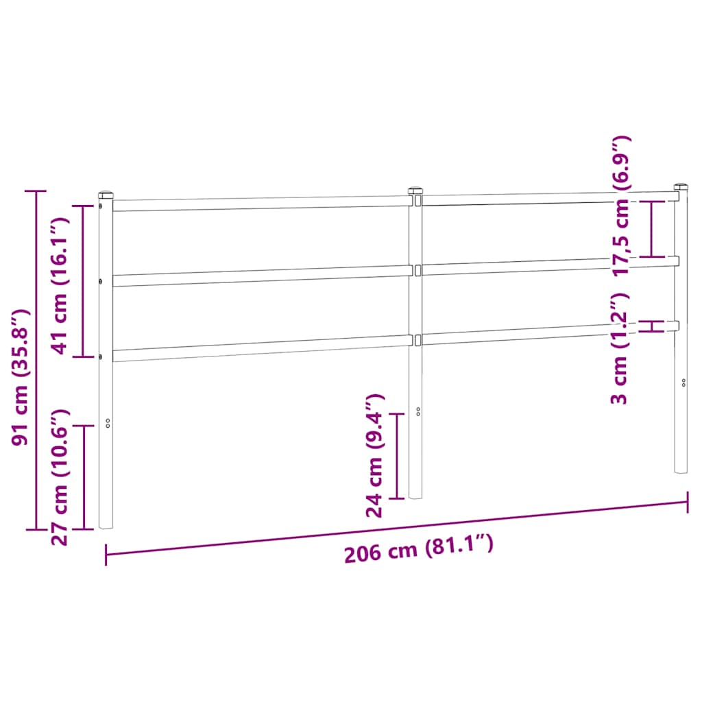 Metalno zamjensko uzglavlje bijelo 200 cm