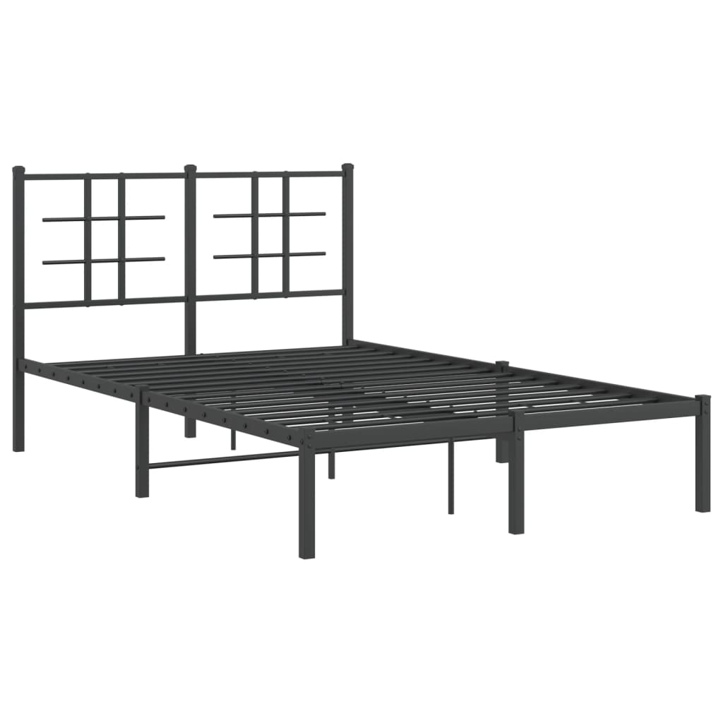 Metalni okvir za krevet s uzglavljem crni 120x190 cm