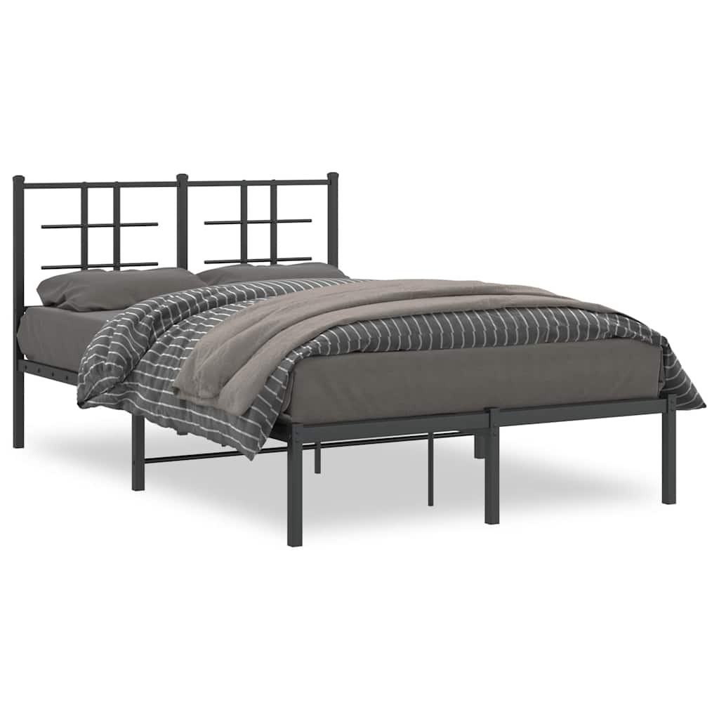 Metalni okvir za krevet s uzglavljem crni 120x200 cm