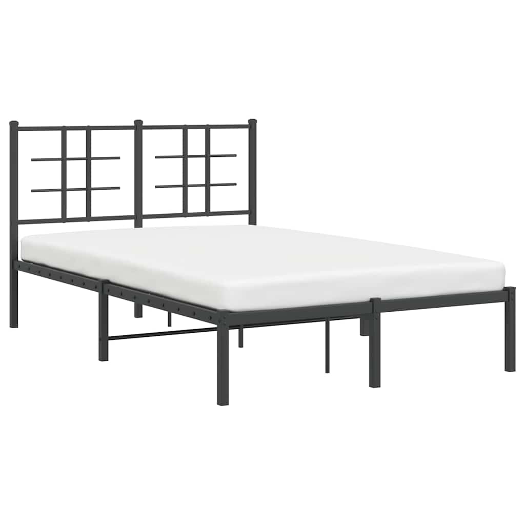 Metalni okvir za krevet s uzglavljem crni 120x200 cm