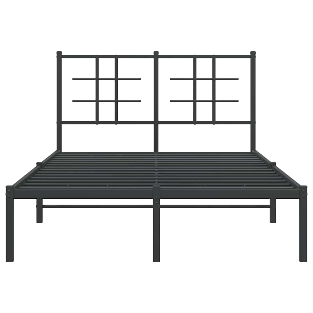 Metalni okvir za krevet s uzglavljem crni 120x200 cm