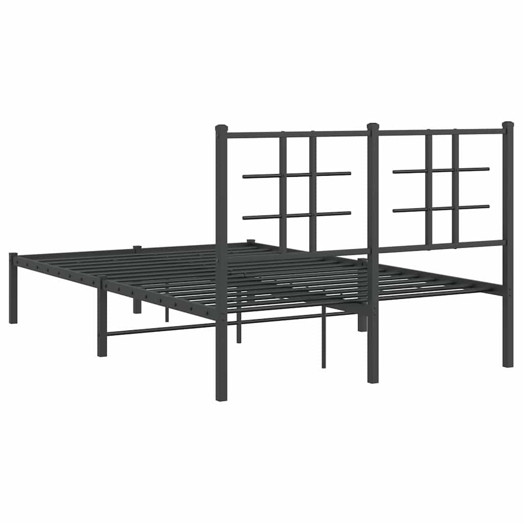 Metalni okvir za krevet s uzglavljem crni 120x200 cm