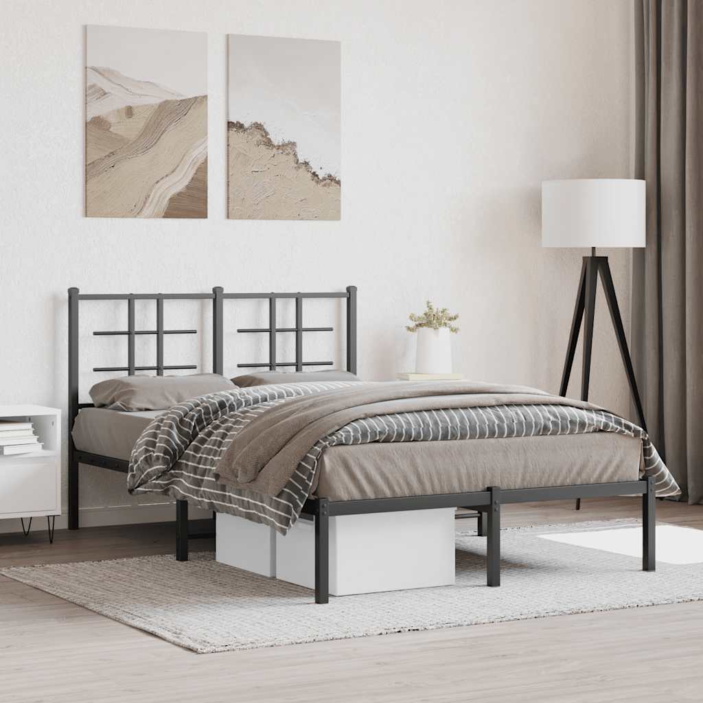 Metalni okvir za krevet s uzglavljem crni 120x200 cm