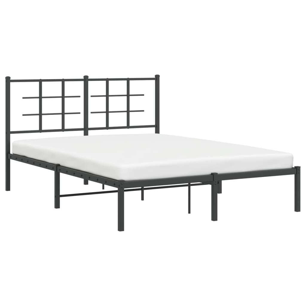 Metalni okvir za krevet s uzglavljem crni 140x200 cm