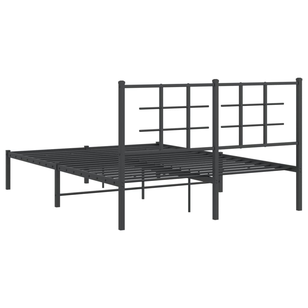 Metalni okvir za krevet s uzglavljem crni 140x200 cm