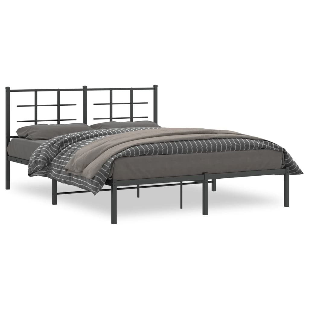 Metalni okvir za krevet s uzglavljem crni 150x200 cm