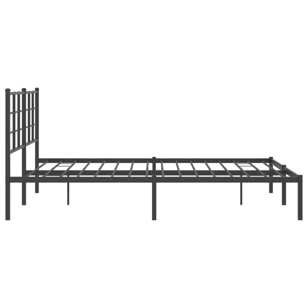 Metalni okvir za krevet s uzglavljem crni 150x200 cm