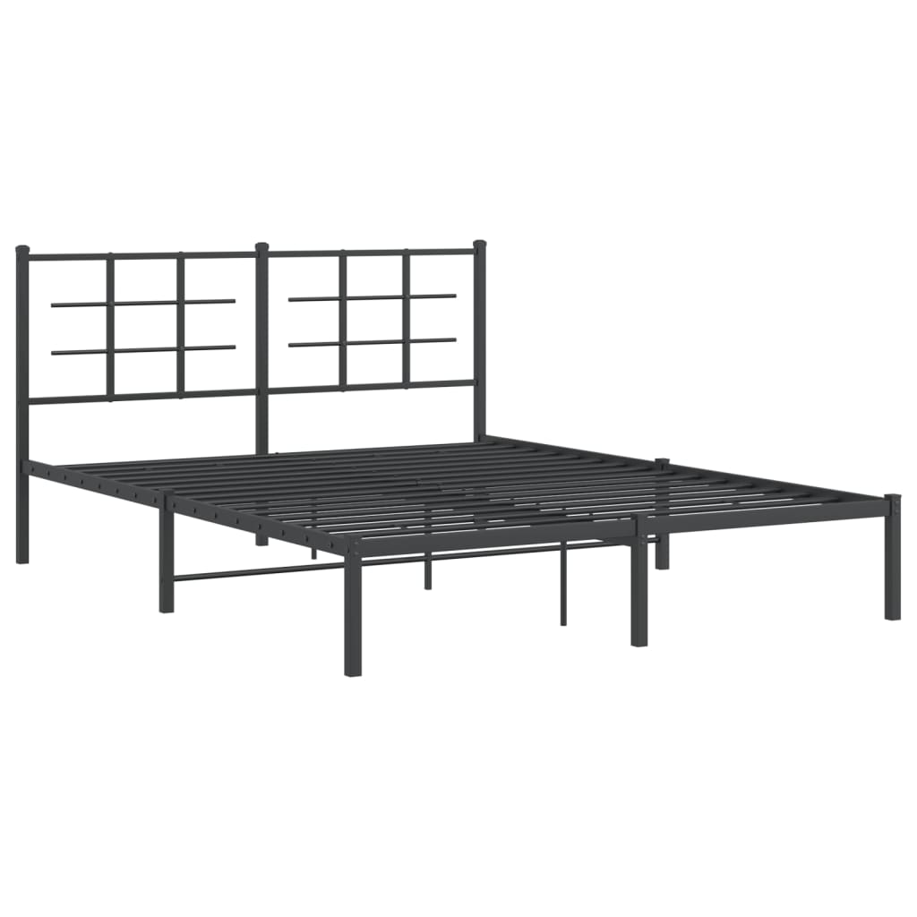 Metalni okvir za krevet s uzglavljem crni 160x200 cm