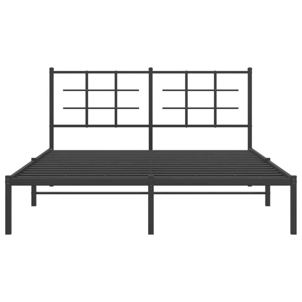 Metalni okvir za krevet s uzglavljem crni 160x200 cm