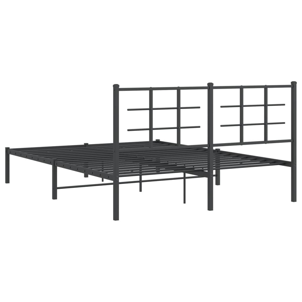 Metalni okvir za krevet s uzglavljem crni 160x200 cm