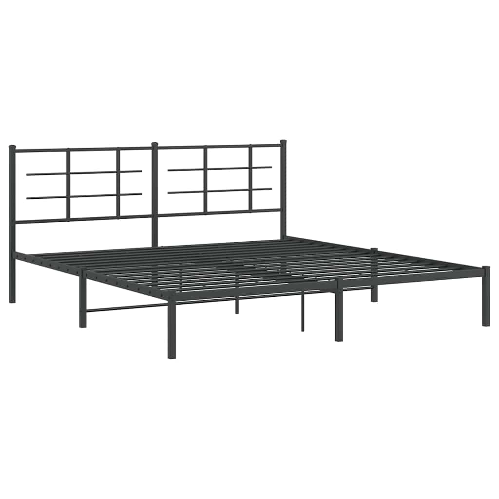 Metalni okvir za krevet s uzglavljem crni 183x213 cm