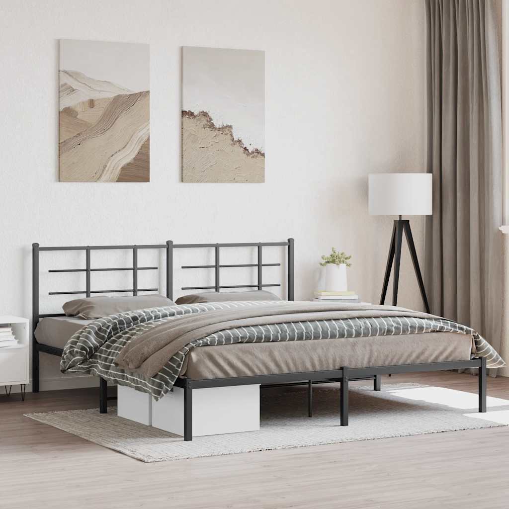 Metalni okvir za krevet s uzglavljem crni 183x213 cm