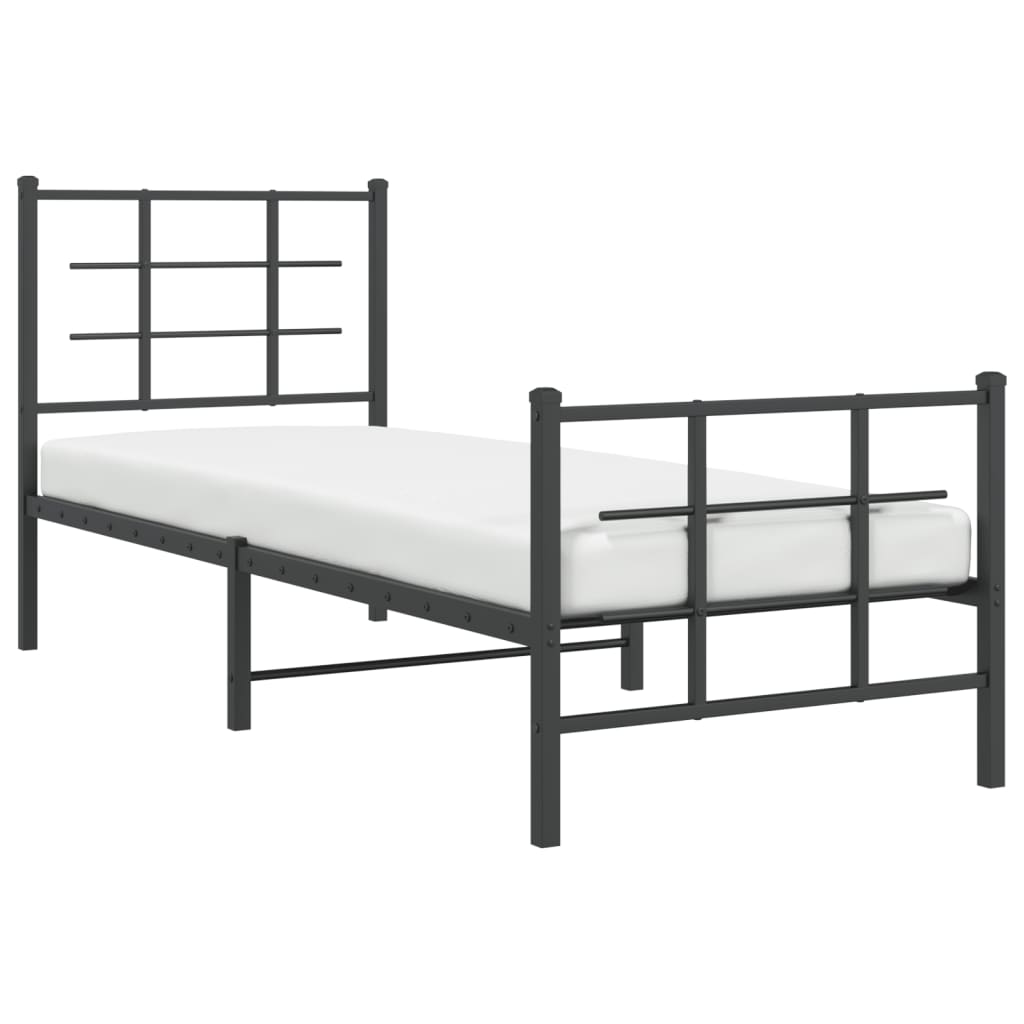 Metalni okvir kreveta uzglavlje i podnožje crni 75x190 cm