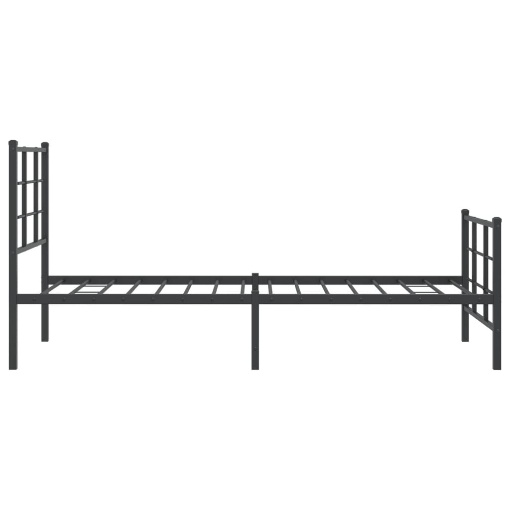 Metalni okvir kreveta uzglavlje i podnožje crni 75x190 cm