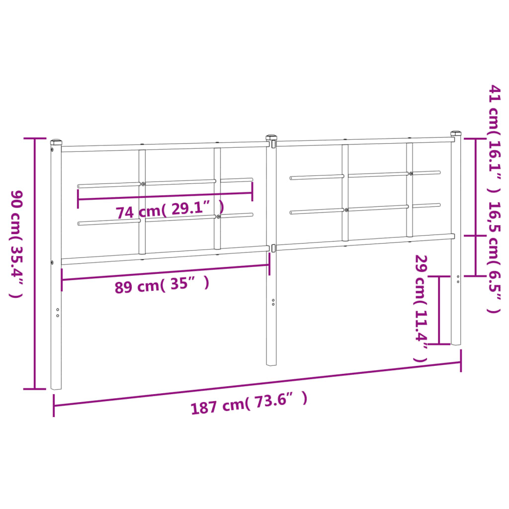 Metalno zamjensko uzglavlje crno 180 cm