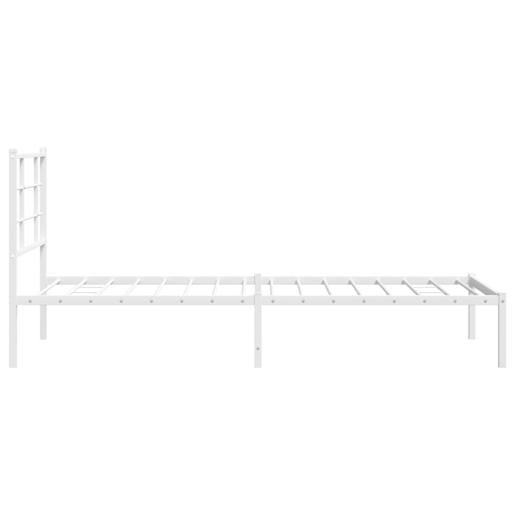 Metalni okvir za krevet s uzglavljem bijeli 90 x 190 cm